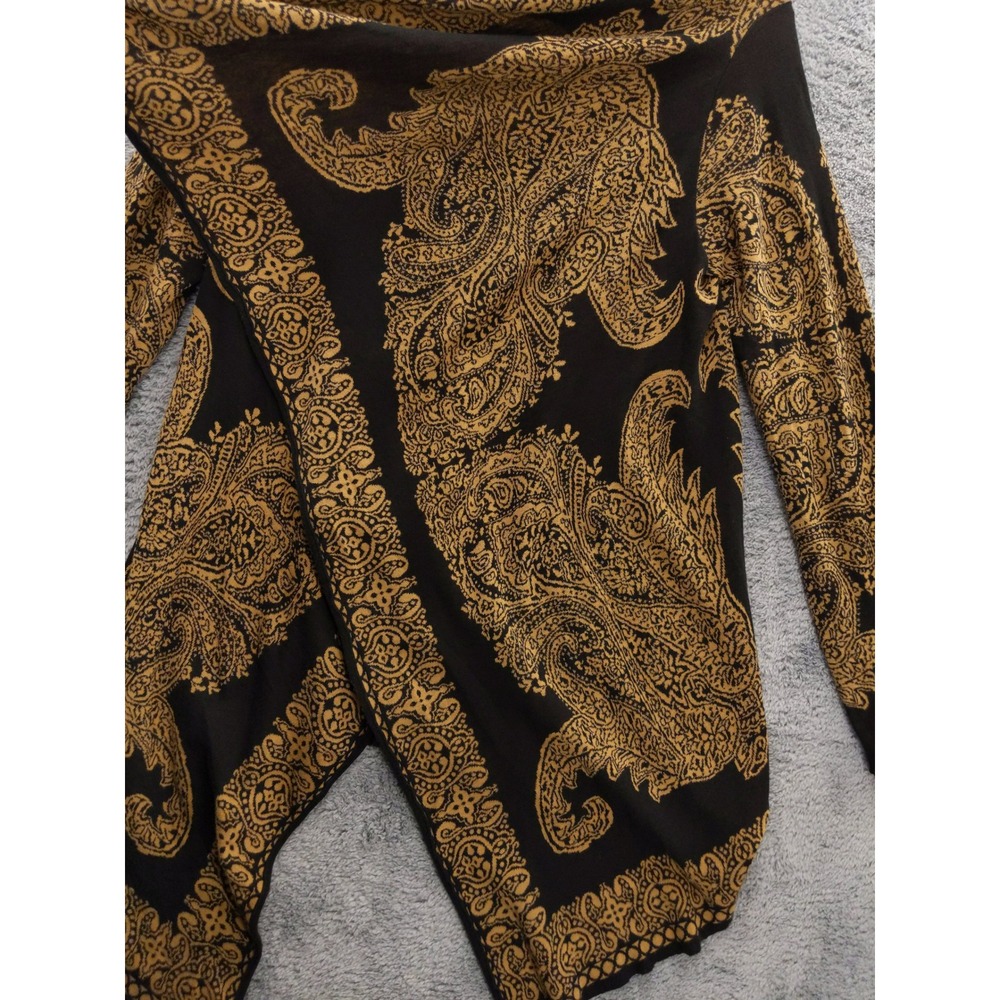 J Jill Cardigan Open Front Black Gold‎ Baroque Print Long Sleeve Cotton Sz S - Picture 4 of 7